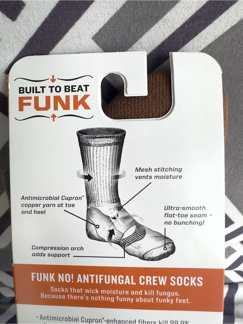 Duluth Trading Co Funk No Antifungal Crew Socks Lightweight Mens Medium 8-9 USA